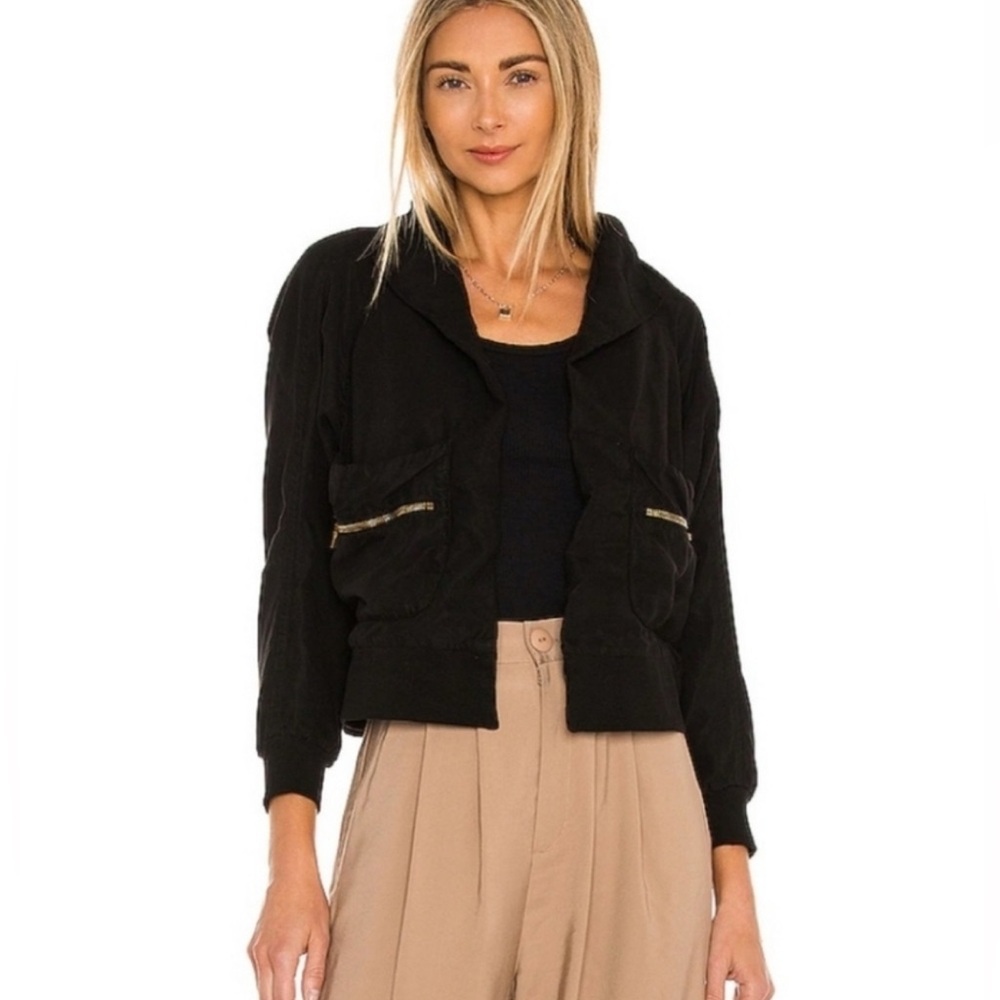 Young Fabulous & Broke Black Bomber Jacket with Gold Zippers - Picture 11 of 16